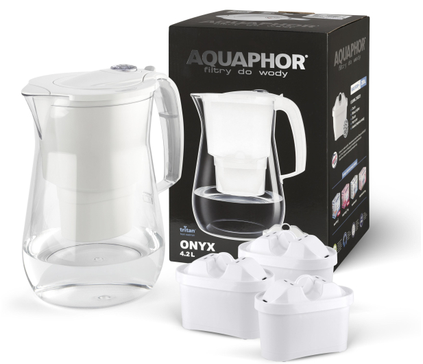 AQUAPHOR Dzbanek filtrujący Onyx 4,2l (biały) + 3 wkłady B100-25 Maxfor Mg 2+  - 1378166 - zdjęcie